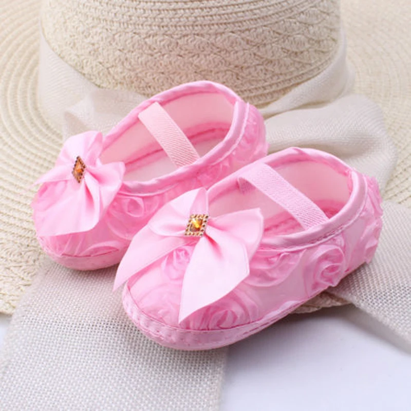 Baby Girls Summer Toddler Crib Shoes 4 Style Floral Bow Slip-On Casual 0-18M