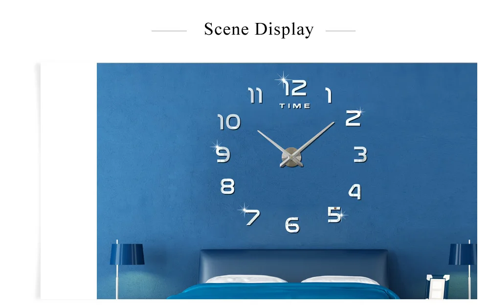 M.Sparkling 3D Mirror Effect Stickers Number Figure DIY Wall Clock