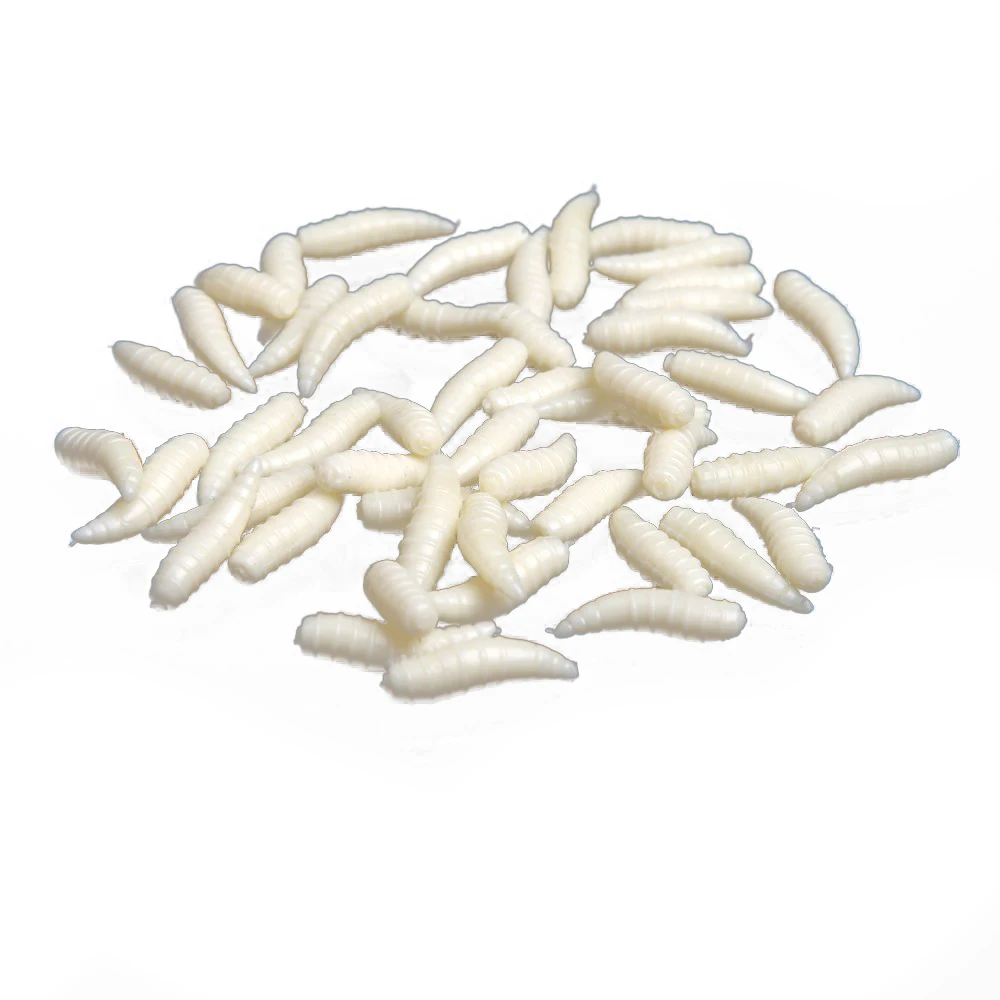 50 шт. 1,6 см приманка-личинка для рыбалки Grub мягкие приманки черви слоновая кость
