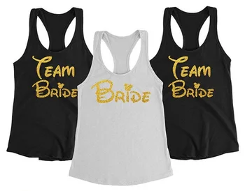 

personalize gold glitter Bridesmaid Team Bride Tanks tops tees Hen night Bachelorette bridal shower t Shirts Party favors