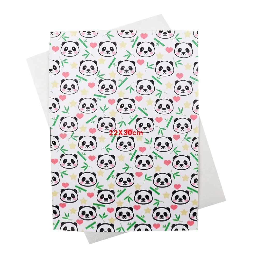 IBOWS 22*30 см Сова Панда печатных искусственная кожа лист, DIY банты для волос ремесло ручной работы Швейные материалы для сумок