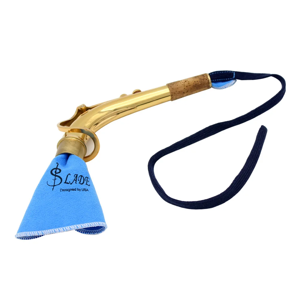 Pro. Cleaning Deerskin Cloth w.Strap for Flute Trumpet Sax Clarinet Blue Instruments Cleaning Cloth 