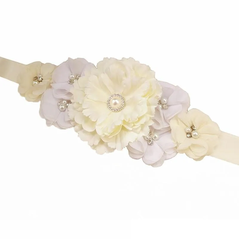 Beautiful Ivory Flower Maternity Belt Pregnancy Photo Props Wedding