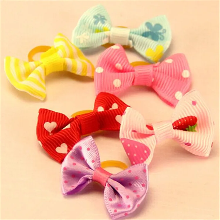 Siheng Pet Mix Style Pet Dog Hair Rubber Bands Pet Hair Bows Dog Hair