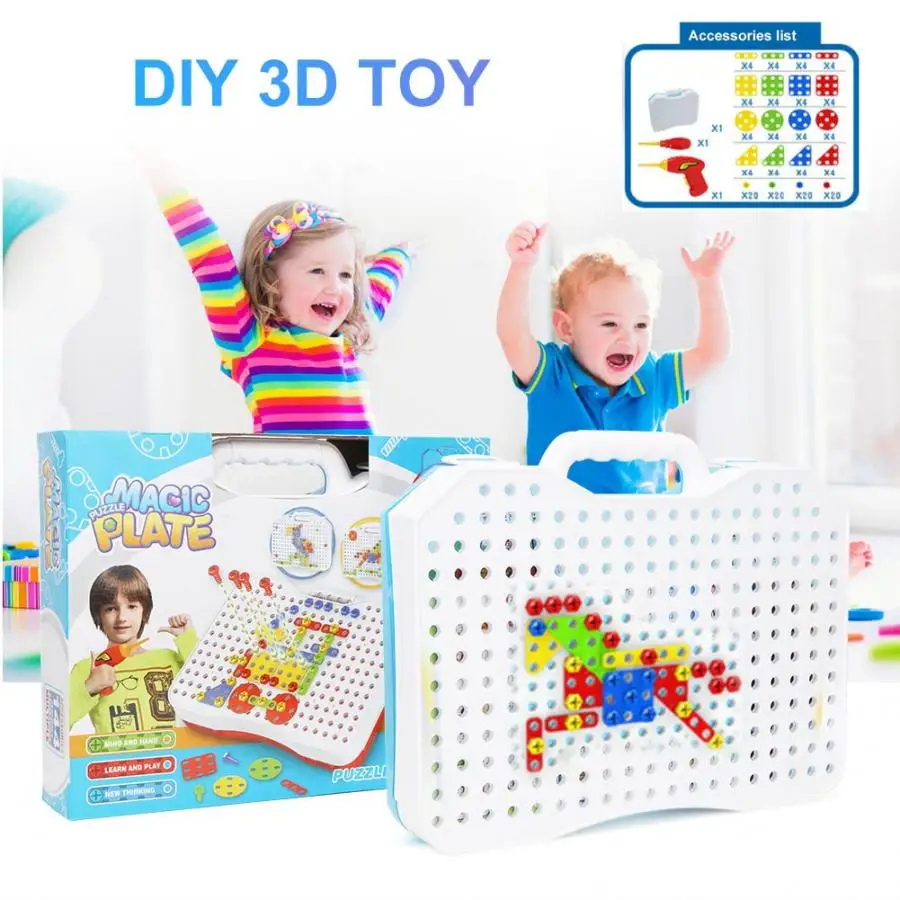 

Kids Drill Toys Creative Assemble Nut Electric Drill Model Toy Building kits Educational Blocks Sets Children Intelligent Toys
