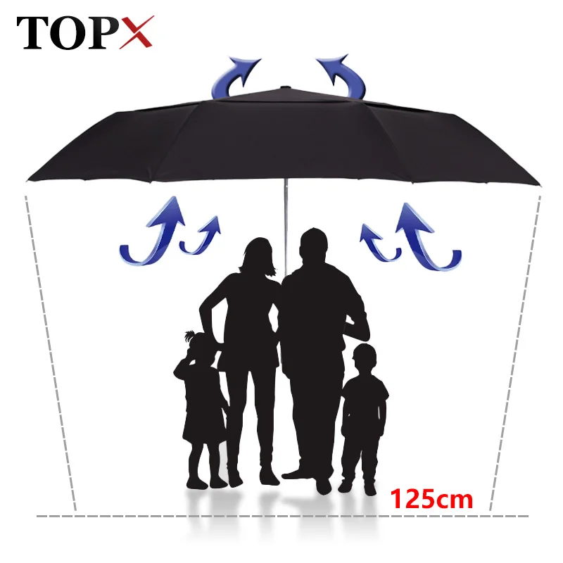 

125cm Large Double Layer Umbrella For Business Men 3Folding Windproof High Quality Automatic Rain Women Outdoor Strong Umbrella