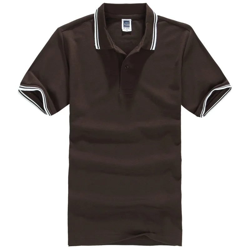 Женская Полосатая рубашка поло с воротником и коротким рукавом для весны и лета размера плюс, тонкая хлопковая Свободная Повседневная рубашка поло для женщин - Цвет: Coffee