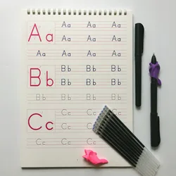 Cahier de 26 lettres de l'alphabet anglais, 1 pièce, groove, exercice de caractère, maternelle, bébé préscolaire pour écrire le texte 