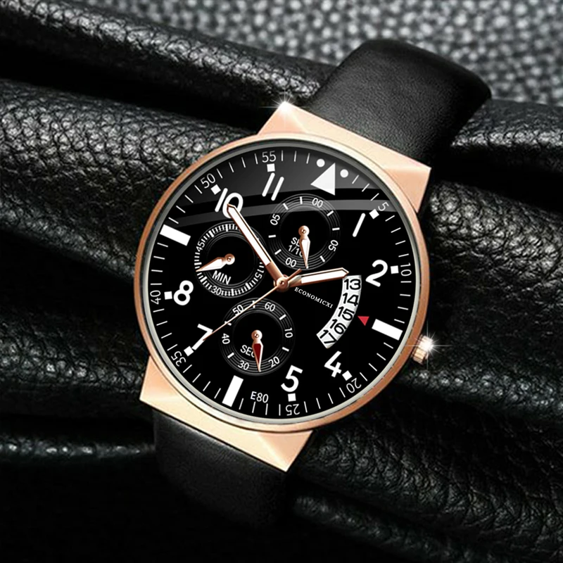 

Luminous Business Mens Watch Design Casual Quartz Brand Watches Leather Strap Modern Gift WristWatch Relogio Masculino