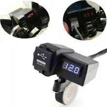 À prova d’ água 12 V/24 V Motocicleta Guiador Dual USB Adaptador De Alimentação Carregador de Tomada + Voltímetro LED Com Interruptor Para Harley Honda Yamaha