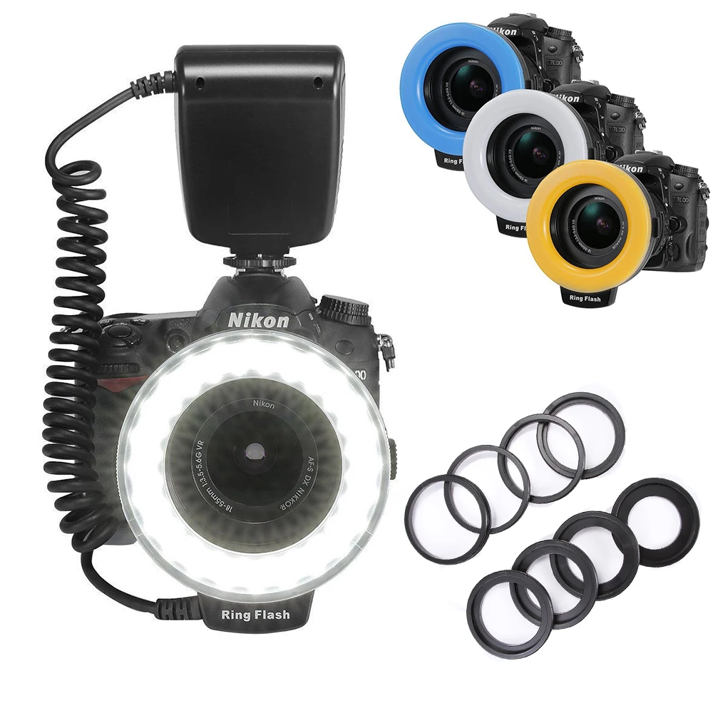 

LED Macro Ring Flash Light w/ 8 Rings for Canon Nikon Pentax Olympus DSLR Camera