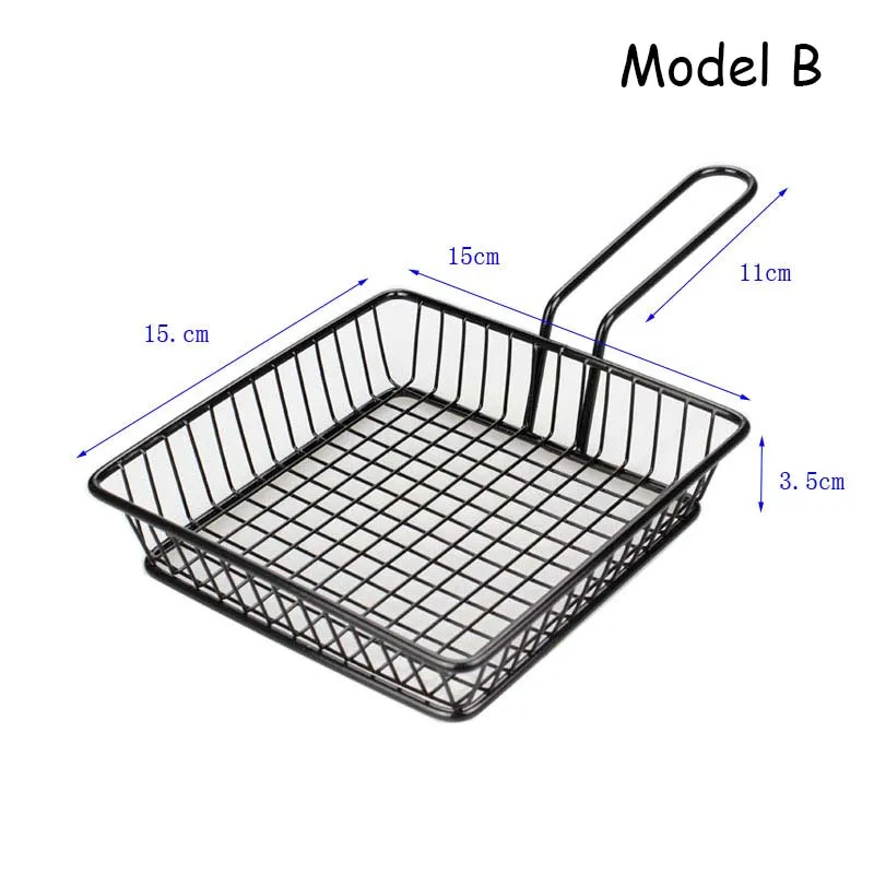 Корзина для картофеля фри, кухонные принадлежности, лоток для фаст-фуда, многофункциональные инструменты для приготовления картофеля фри, курицы, закуски, полки, корзины из нержавеющей стали - Цвет: Model B