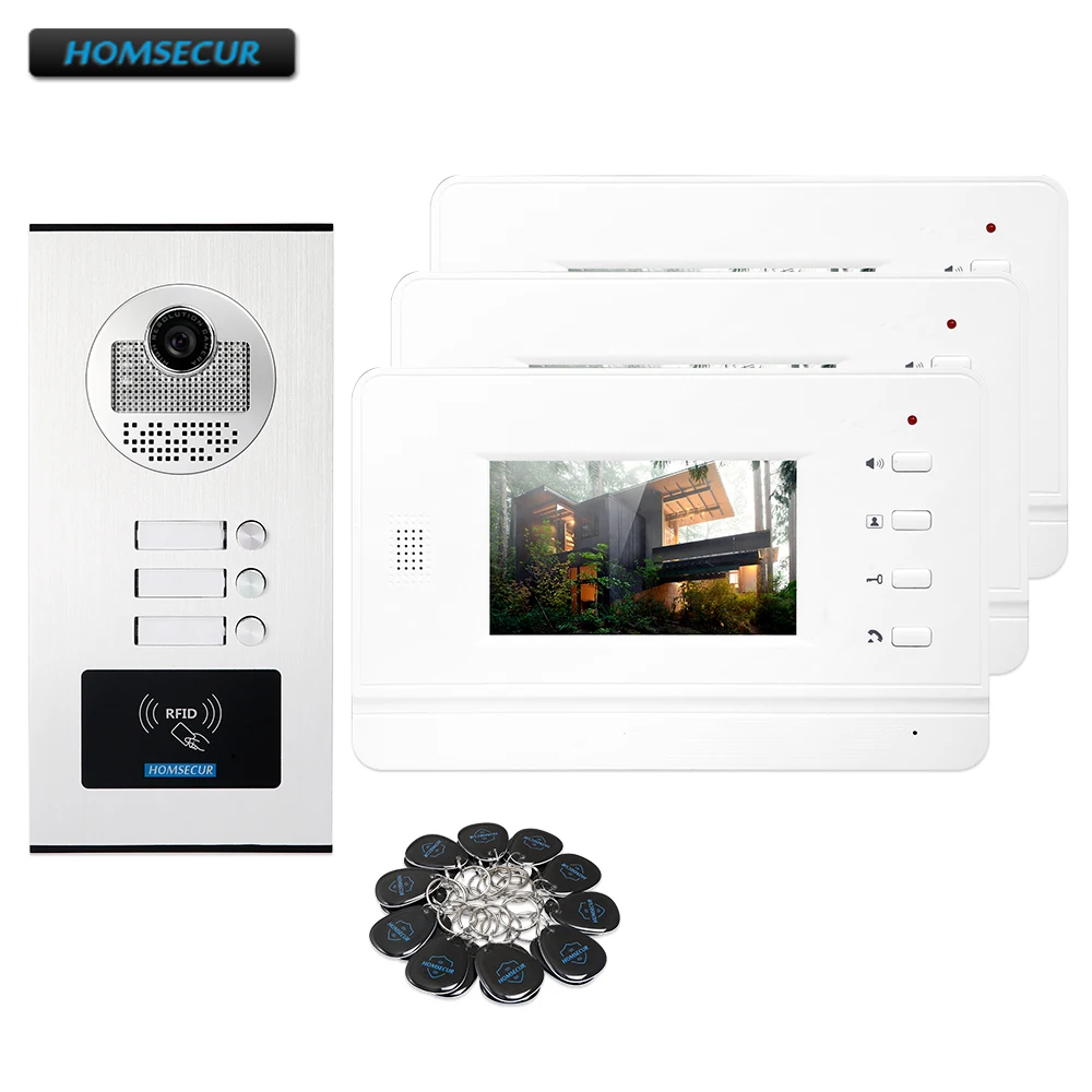 

HOMSECUR 4.3" Apartment Video Doorbell Security Intercom+Dual-way Intercom (XC111-3+XM402)
