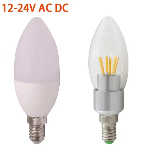 

E14 LED Filament Candle Lamp Bulb 3W 12V 24V AC/DC LED Edison Light White Warm White for Home Chandelier Decorative Lighting 1PC