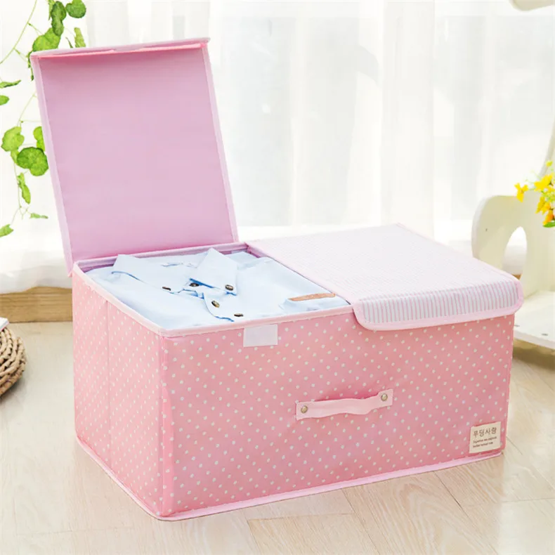 Waterproof Oxford Cloth Storage Box Foldable Double Lid Underwear Bra Socks Container Organizer Sundries Clothes Storage Box