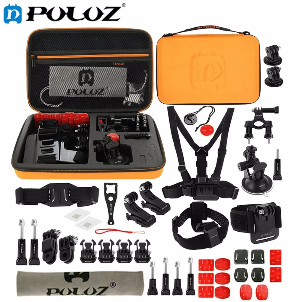 

For Go Pro Accessories 45 in 1 Ultimate Combo Kit with Orange EVA Case stocker for GoPro HERO5 HERO4 Session HERO 5 4 3+ 3 2 1