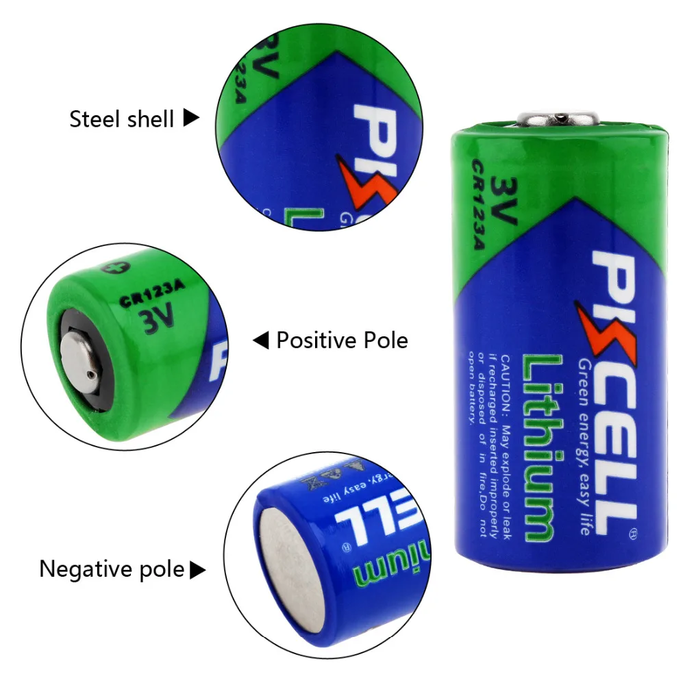 2 шт./лот Pkcell 1500mAh 3V CR123A non перезаряжаемые limno2 батарея для Камера без ключа