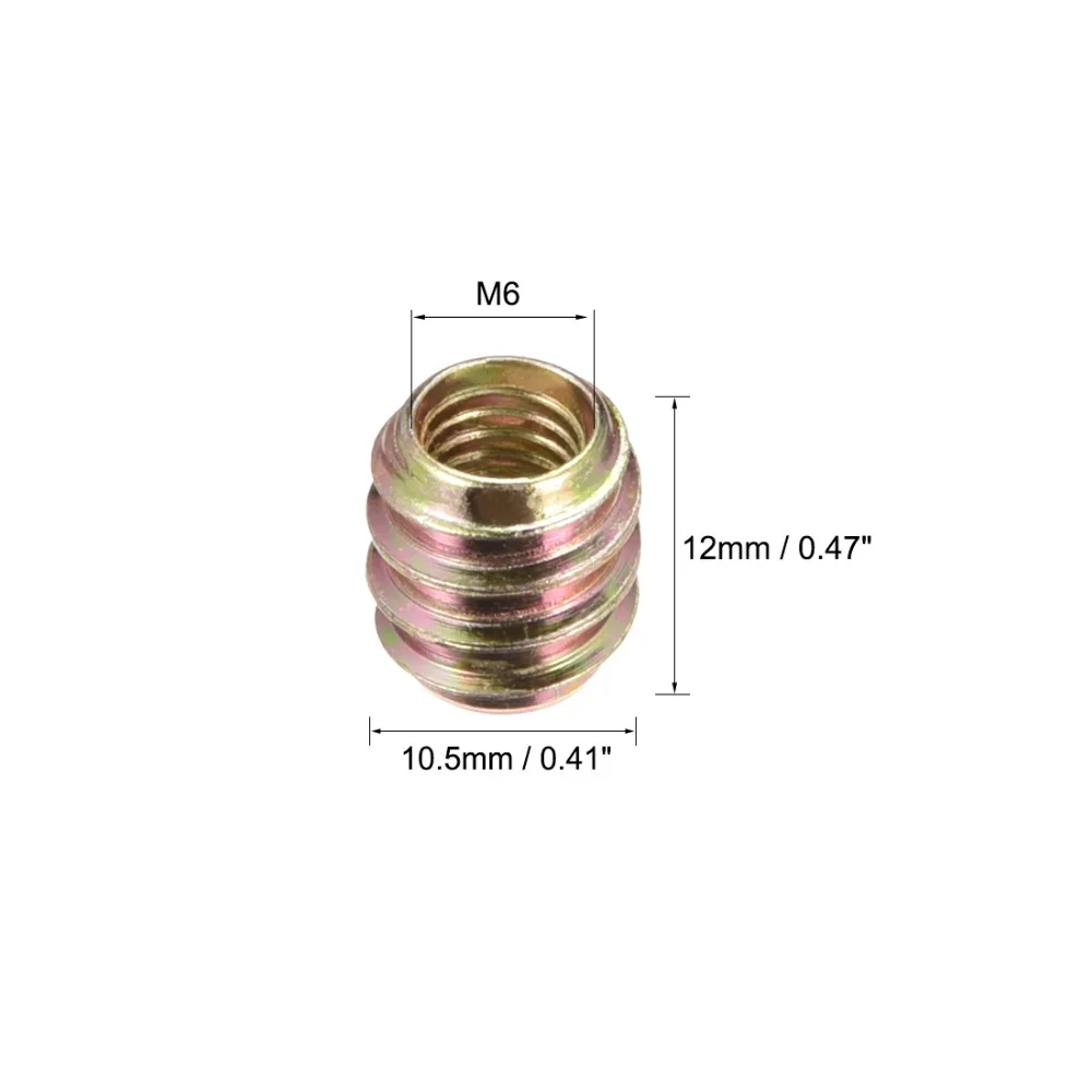 Uxcell 50 шт./лот мебель Hardwere крепеж Запчасти M6 вставная гайка с резьбой 10 мм 12 мм Длина углерода Сталь оцинкованная