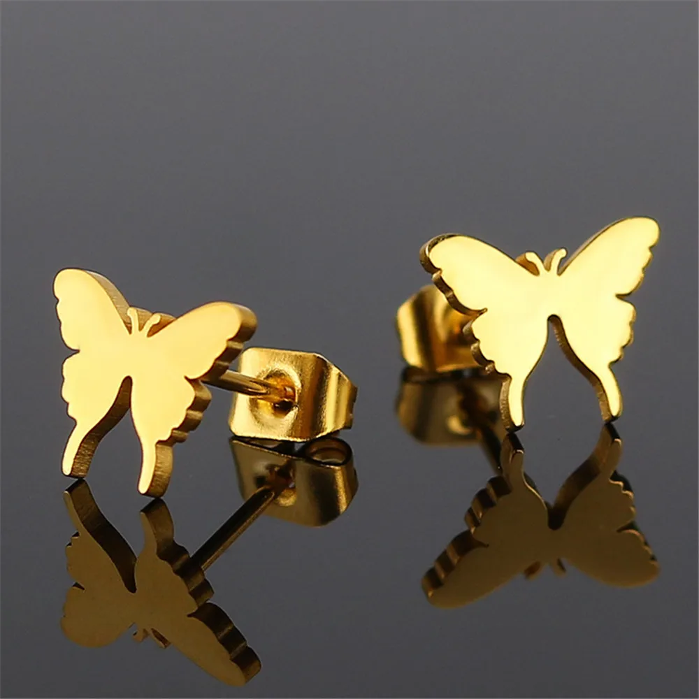 

Korean stainless steel butterfly earrings for women Metal fashion small earrings female jewelry accessories women gifts