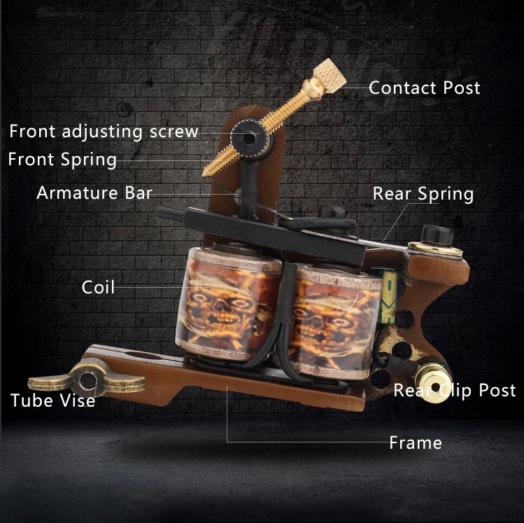 Профессиональная машина катушки татуировки 10 Обертывания Катушки татуировки пистолет для вкладышей и шейдеров