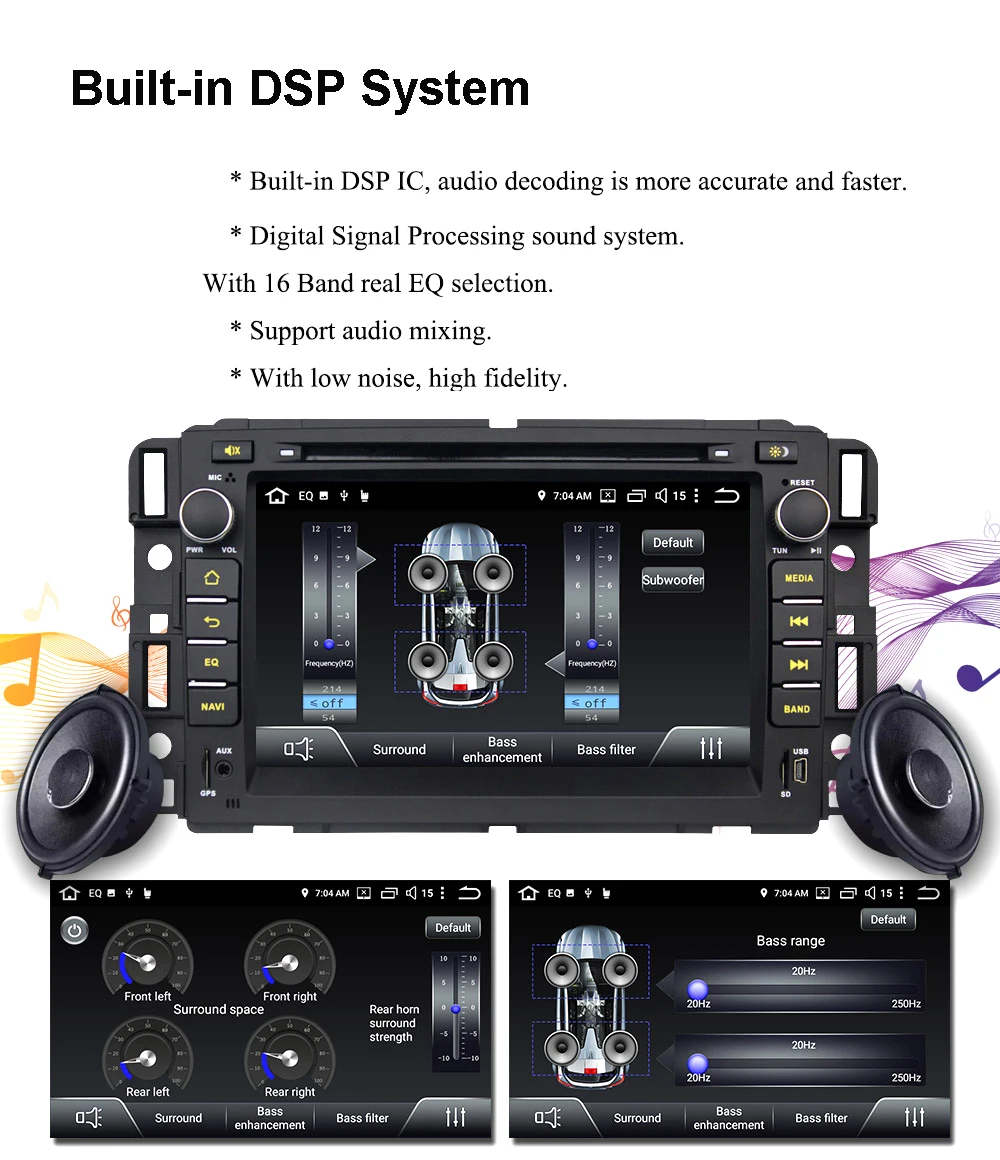 Clearance 7" 4+32GB Android 8.1 Car Radio With DVD slot for Chevrolet Traverse Tahoe Suburban GMC gps Android car multimedia player DSP 2
