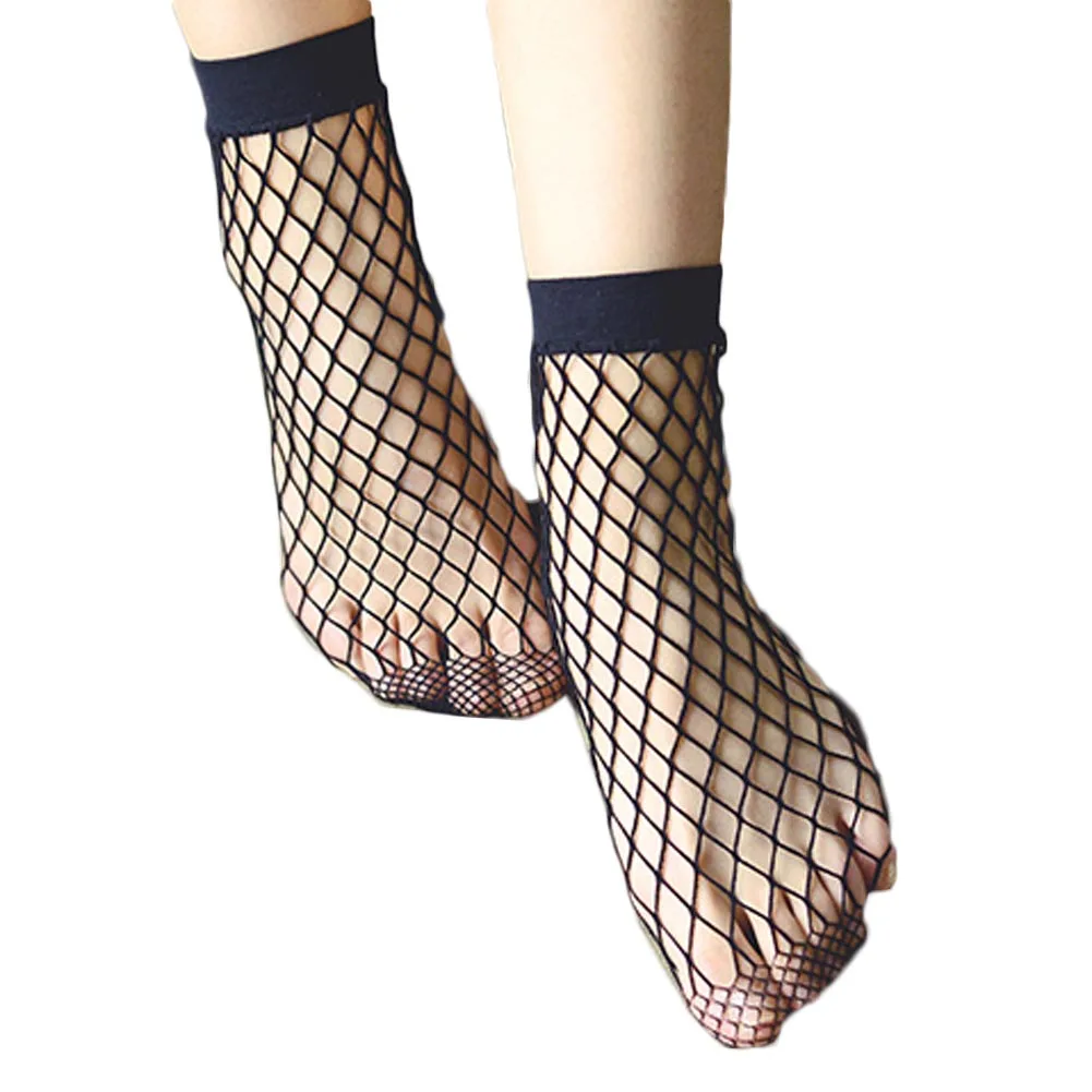 Летние женские сексуальные сетчатые Носки Короткие ажурные носки полые решетки Геометрия черные дышащие носки женские