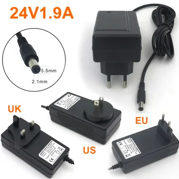 

VORED 1PCS 24V1.9A AC to DC 100-240V Converter Power Supply Adapter US/EU/AU Plug Charger 5.5*2.1mm forE-manicure Free shipping