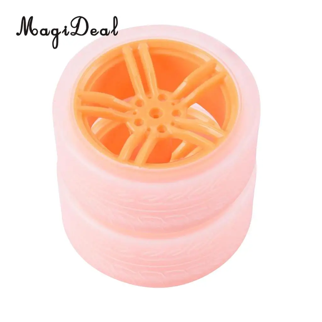 MagiDeal 2Pcs DIY Rubber Plastic Motor Wheel Tyre Tire for Smart Robot Car wheels Handmade Crafts RC Motor Car Parts Toys