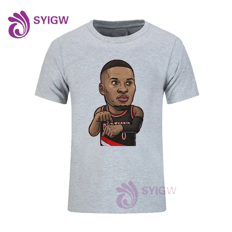 Летняя брендовая футболка Damian Lillard Мужская модная с круглым воротником и