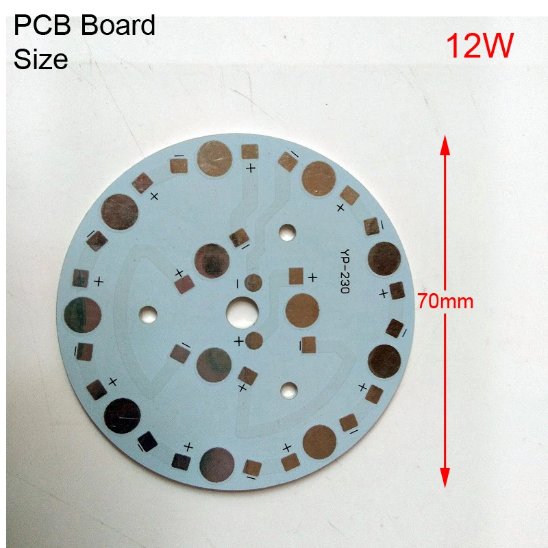 Алюминиевый светильник 1 Вт, 3 Вт, 4 Вт, 5 Вт, 7 Вт, 9 Вт, 12 Вт, панель «сделай сам» для вспышки, светильник-подложка, bulib светильник, пластина, светодиодный PCB плата, теплоотвод - Мощность в ваттах: 12W 70mm