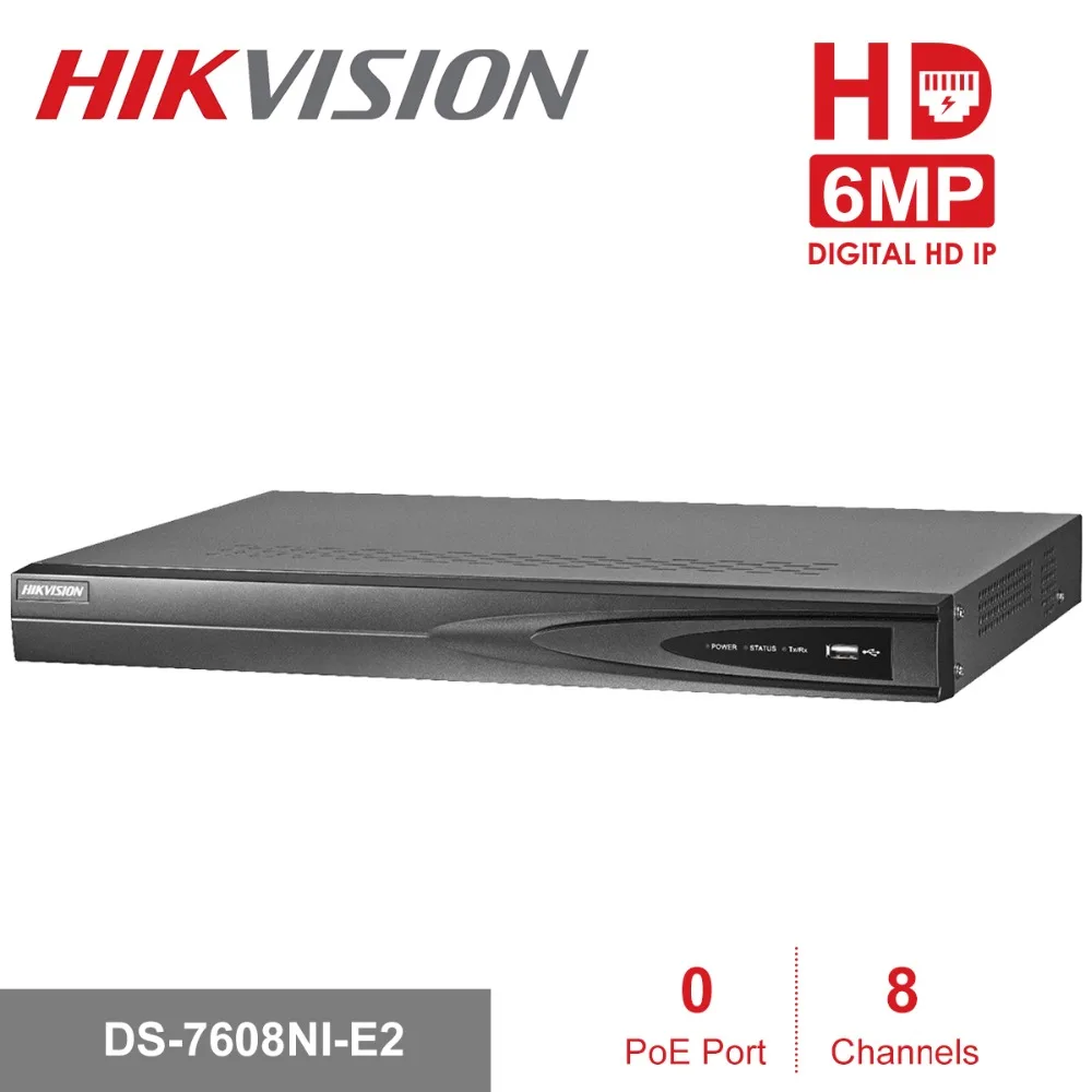 

Hikvision CCTV System Onvif DS-7608NI-E2 8 Channel Embedded Plug & Play Network Video Recorder HDMI and VGA Output 2 SATA