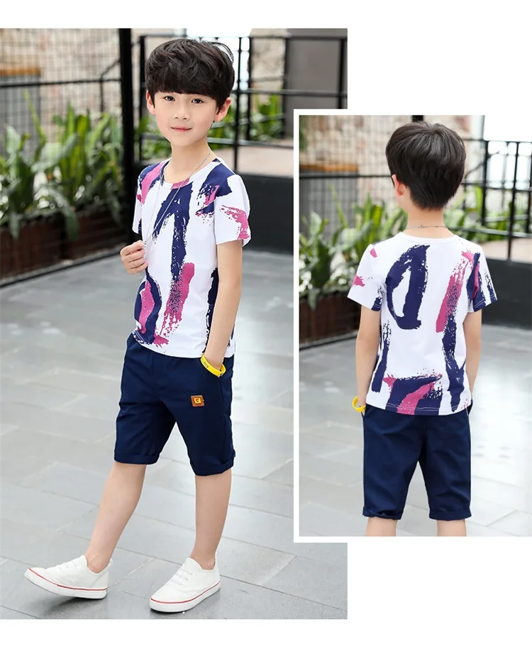 New Baby Boy Summer Clothes Set For Toddler Kids Clothing Cartoon Printed Short Sleeve T-shirt + Pants Boy Suit Sports Two-piece (8)