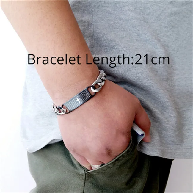 SL1381 Black Color Уникальный двойной кубинский браслет-цепочка, панк, мужской, золотой цвет, крест, нержавеющая сталь, ID, широкий браслет для мужчин, ювелирные изделия, браслеты - Окраска металла: SL1381 Black Color