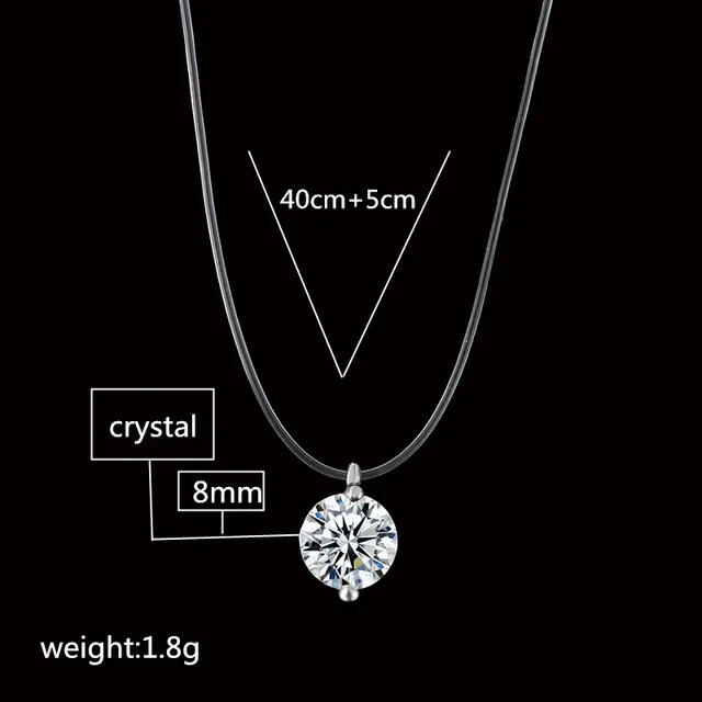 Silver Dazzling Clear And Invisible Zircon Necklace 2