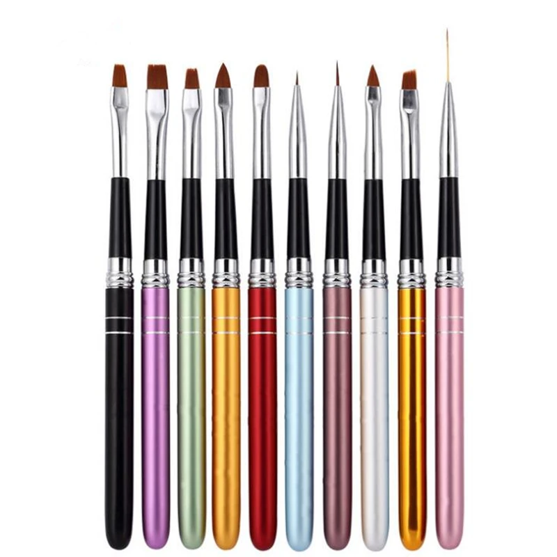 

New Style 10Pcs Multi Professional Kolinsky Hair Acrylic Nail Brush Set Painting for UV Gel Polish Manicure Nail Art Tools