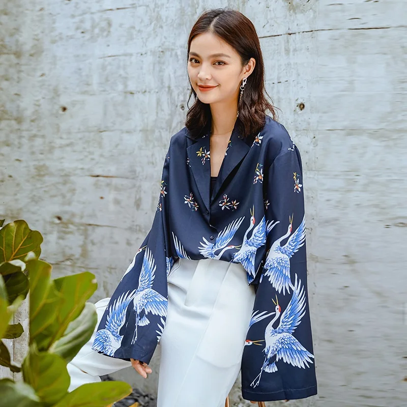 Женское японское кимоно Kimonos рубашка для косплея летняя пляжная блузка женщин