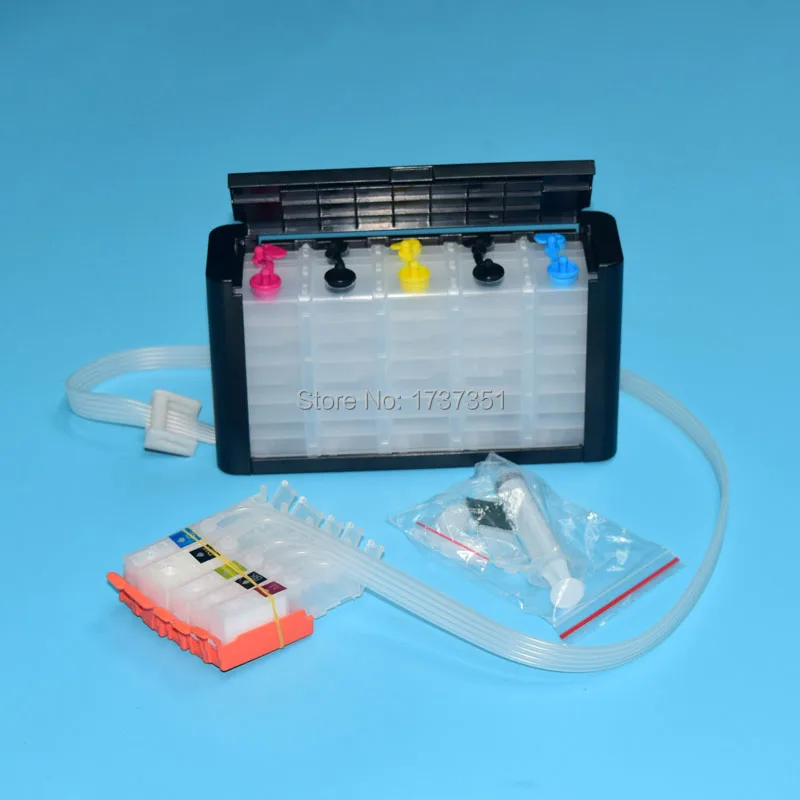 5 اللون PGI-370 CLI-371 السائبة نظام الحبر مع arc رقاقة المعرض مستوى الحبر لكانون pixma mg5730 حبر الطابعة pgi 370 cli 371