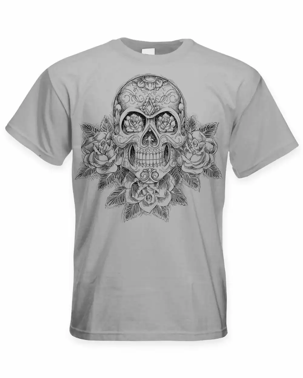 Мужская футболка с принтом черепа и розы хипстерская летняя из 100% хлопка