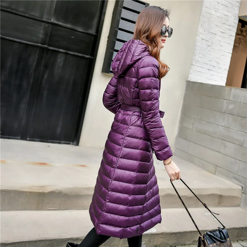 2018 Down Jacket Female Vintage A line Overcoat Ultralight Winter Down Coat Women Long Warm Parka With Belt 2018 Down Jacket Female Vintage A line Overcoat Ultralight Winter Down Coat Women Long Warm Parka With Belt