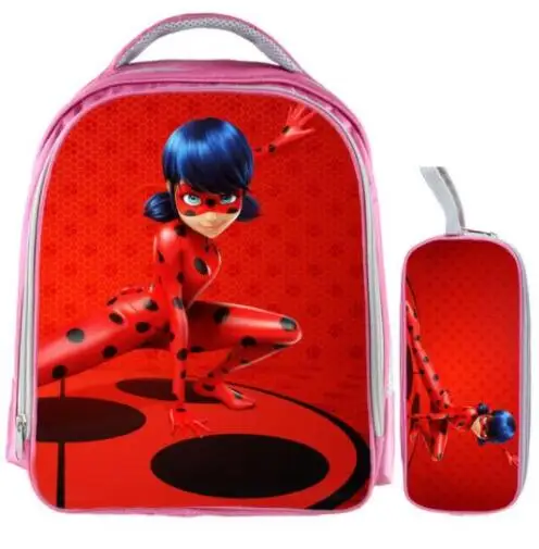 preço 13 Polegada Milagrosa Joaninha Marinette Cat Noir Sacos Mochila Crianças Mochilas Escolares para Os Meninos do jardim de Infância Do Bebê Criança Conjuntos de Saco do Lápis