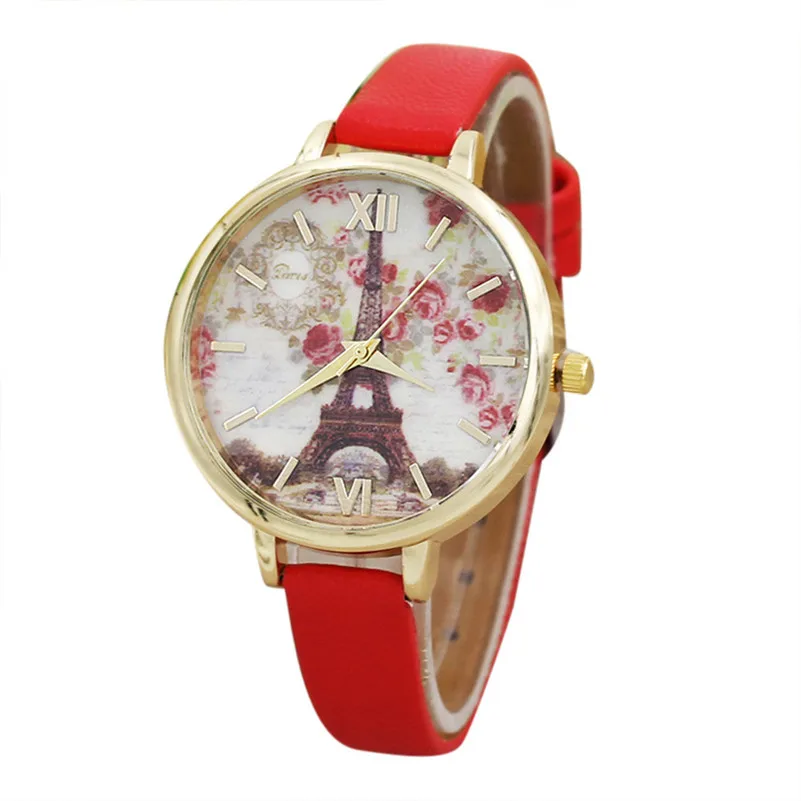 Women's watches with leather bands Eiffel Towe Analog Quartz Movement wrist watches for women clock relogio feminino M14 (2)
