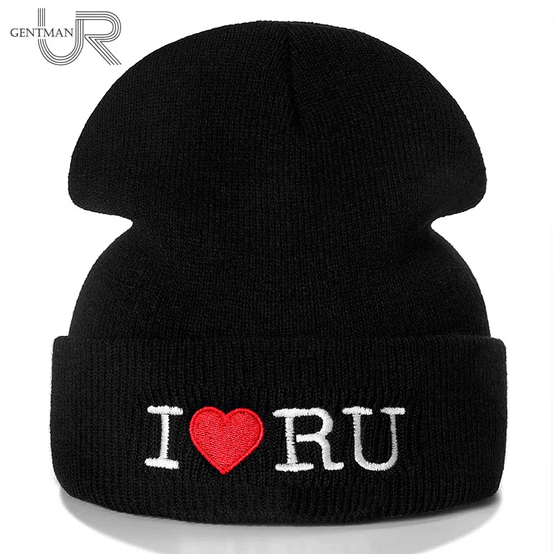 Новинка повседневные зимние шапки унисекс Шапка бини I LOVE RU с надписью для мужчин