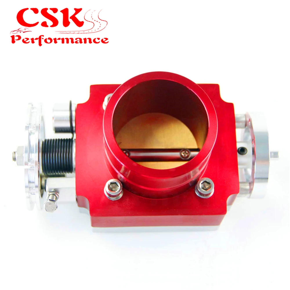 

Universal 70mm 2.75" Intake Throttle Body CNC Billet High Flow with Adapter Plate Red/Blue/Silver