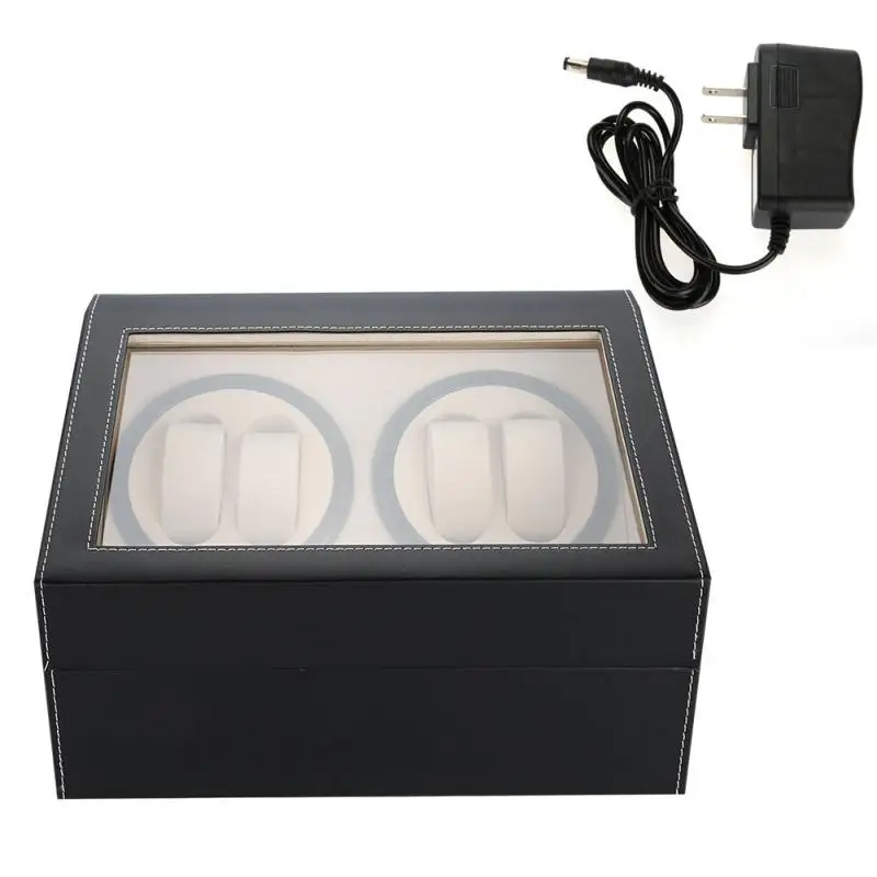 

Watch Winder for 4 Automatic Watches Wood+PU Leather Quiet Motor Multiple Rotation 6 Grids Wristwatches Storage Case Accessories
