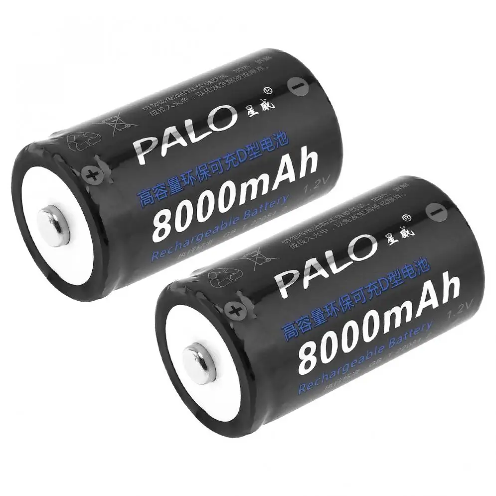 2 шт./лот 1,2 в D Размер 8000 мАч ni-mh аккумуляторная батарея с защитой от перегрузки по току для фонарика/водонагревателя/газовой плиты