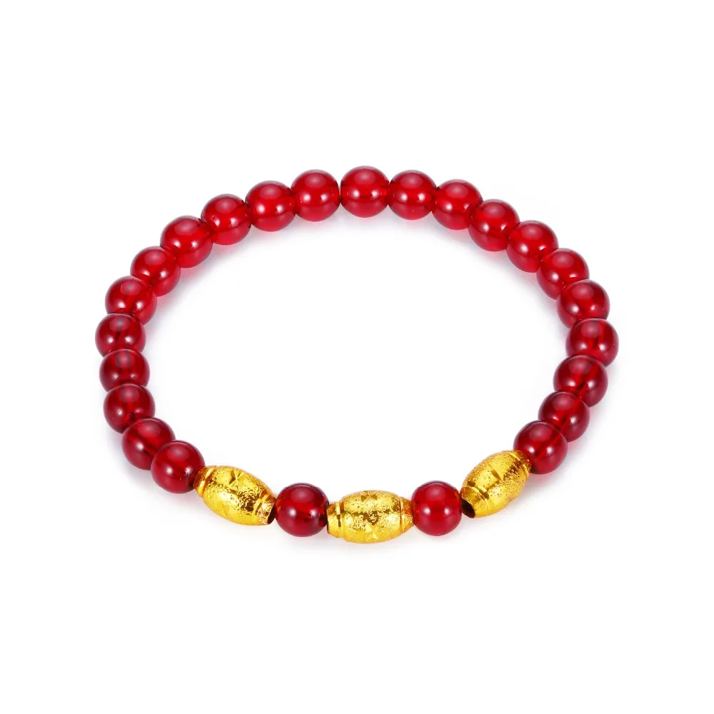 Dayoff 1PC Red Beads wind Bracelet Gold Bangle Women Beaded Fashion Jewelry Strand Ajustable Handmade Braided Rope B116 | Украшения и