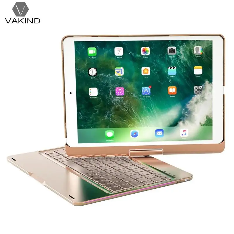 

VAKIND 360 Degree Portable Rotation Wireless Bluetooth Keyboard 7 Color LED Backlit 77keys PC Tablet Accessory for iPad Pro10.5