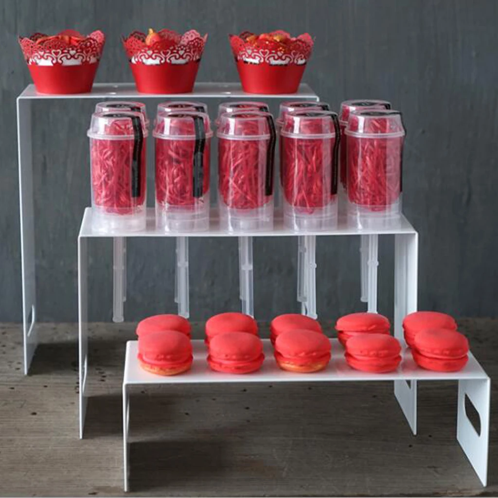 

Modern Stair-Step Design Clear Dessert Cupcake Display Stand