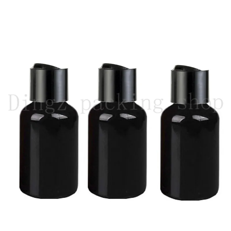 

100pcs/lot 50ml Empty black Plastic Bottle With Disk Cap,50cc Black PET Cosmetic Container, Big Amber Bottle