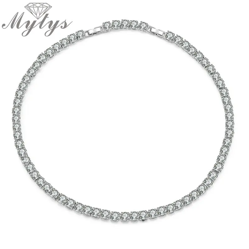 

Mytys Fashion Cubic Zircon Tennis Necklace White Gold GP Free Shipping N871